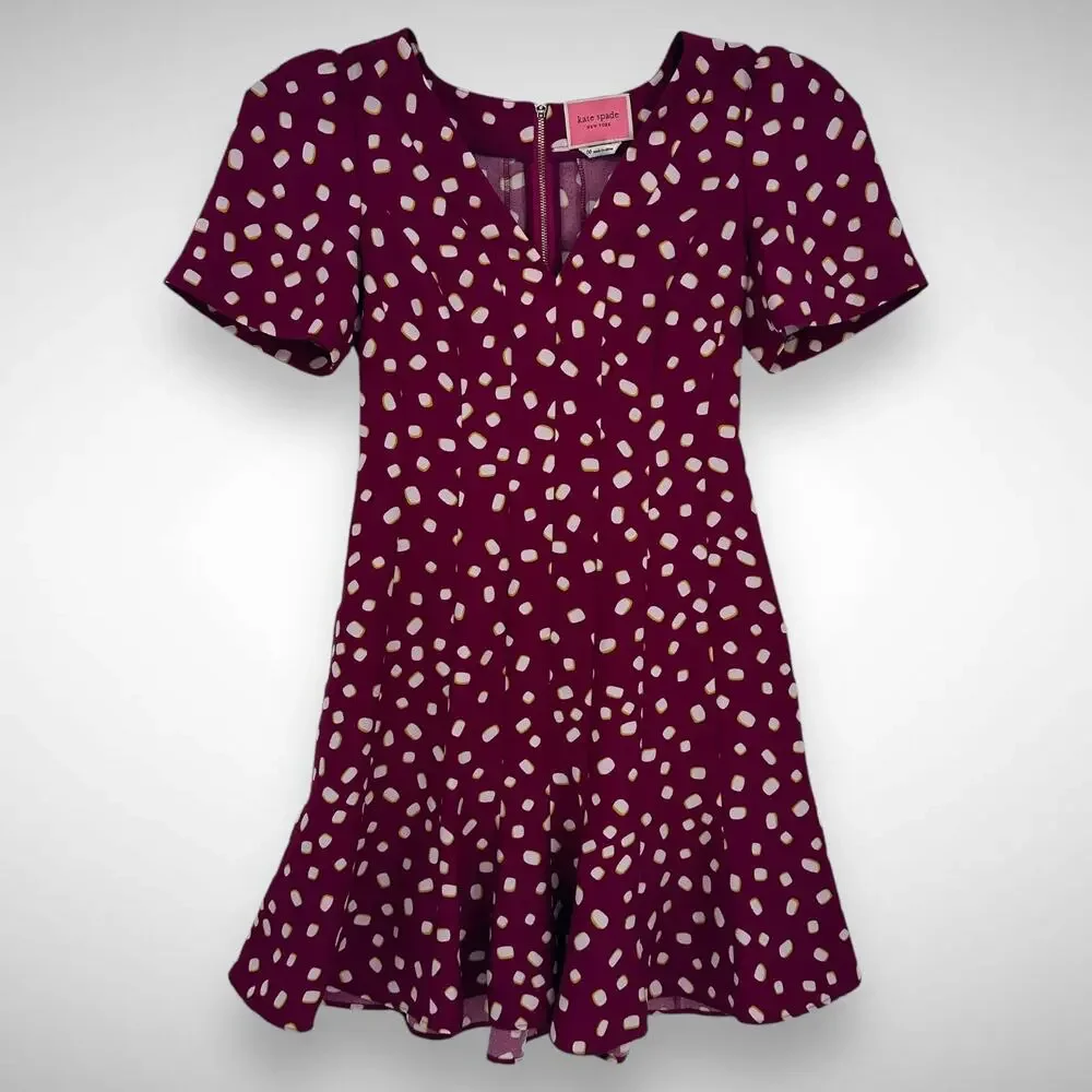 Kate Spade Mallow Crepe‎ Polka Dot Swing Mini Dress Size 00 Romantic Whimsigoth